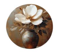 UERWOWELL Elegante tappeto rustico per la sala da pranzo Interni Fiori di magnolia bianca Design di vasi Tappeti rotondi Tappeti lavabili a pelo basso per l'ufficio del corridoio 200cm