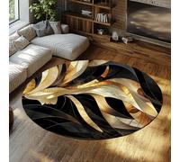 UERWOWELL Eleganti tappeti rotondi a onda 120cm Modello di ritratto di donna astratta in stile gotico Tappeto circolare sottile per soggiorno camera da letto balcone cucina