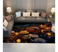 UERWOWELL Festa del Ringraziamento rustica 120x180cm Tappeti Lavabile Accogliente Tappeto a pelo corto per sala da pranzo Soggiorno Cucina Cena autunnale Tema Decorazioni per la casa