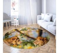 UERWOWELL Grande tappeto rotondo 150cm giungla tropicale scenario naturale leoni africani modello tappeti sottili per soggiorno camera da letto lavabile antiscivolo
