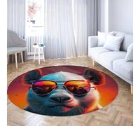 UERWOWELL Grande tappeto rotondo 180cm Bel panda con modello di occhiali da sole Tappeti a pelo corto per soggiorno Cameretta Camera da letto Facile da pulire Antiscivolo