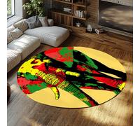 UERWOWELL Grande tappeto rotondo giallo 120cm Pop Art Colorful Elephant Pattern Tappeti sottili per soggiorno camera da letto ufficio studio lavabile antiscivolo