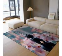 UERWOWELL Orchidee rosa 80x150cm Tappeti per aree fiori e riflessi in pietra stampa accogliente tappeto a pelo basso lavabile per la spa camera da letto stanza meditazione arredamento del pavimento