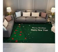 UERWOWELL Pieghevole portatile 120x180cm Tappeto Buon Natale Albero di Natale Tappetini lavabili a pelo corto per soggiorno Camera da letto Arredamento di Capodanno