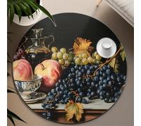 UERWOWELL Realistico Frutta Sottile Cerchio Tappeti Classico Pittura A Olio Stile Natura Morta Tappeto Rotondo per Sala Da Pranzo Cucina Corridoio Lavabile 200cm