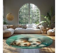 UERWOWELL Simpatico cucciolo rotondo tappeti caldi e amorevoli cani addormentati modello pavimento tappeto per gli amanti degli animali domestici camera da letto cameretta pile basso lavabile 200cm