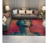 UERWOWELL Statua d'arte classica tappeti da interno 180x270cm Seno femminile grigio-blu con occhi chiusi Stampa di tappeto sottile facile da pulire per l'arredamento della biblioteca dello studio