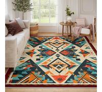 UERWOWELL Tappeti aztec moderni lavabili pattern geometrico neutro a rombi per appartamento dormitorio soggiorno Tappeto antiscivolo artistico morbido per interni tappeti 120x200cm