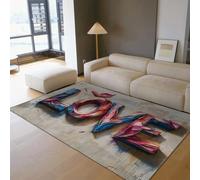 UERWOWELL Tappeti in stile Boho 200x300cm Graffiti in stile 3D LETTERE d'amore stampate Moquette a pelo basso Divano romantico per San Valentino Arredamento del pavimento