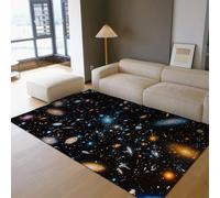 UERWOWELL Tappeti per area spaziale profonda 160x200cm Galaxies gialli vivaci blu e arancioni stampa tappeto sottile facile da pulire per la stanza studioArredamento della biblioteca dell'aula