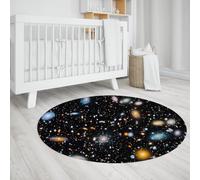 UERWOWELL Tappeti rotondi Dark Space 140cm - Tappeti sottili multicolore Nebula Universe Starfield Facile da pulire per la sala studio Decorazione della biblioteca