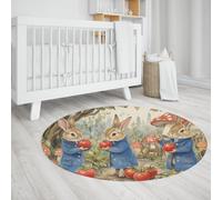 UERWOWELL Tappeti rotondi Harvest Bunny Fantasy Foresta di Funghi Fantasy Pattern Red Tomatoes Mattesino-lavabile Sottile 140cm - Frutta e Verdura Decorazione del pavimento della cucina