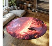 UERWOWELL Tappeti rotondi navata Bliss per il matrimonio 150cm Sentiero petali per passeggiate della sposa dello sposo Tappetino pelo basso pelo circolo Rose romantiche candele Arredamento pavimento