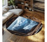 UERWOWELL Tappeti rotondi per interni ed esterni 140cm Guarda il mondo dall'alto Tappeto con motivo per soggiorno Sala giochi Camera da letto Tappetini lavabili a pelo corto