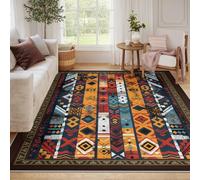 UERWOWELL Tappeti sud occidentali etnici aztechi lavabili per camera da letto ingresso corridoio ufficio casa colonica Tappeto a righe patchwork antiscivolo a pelo basso tappeti 140x200cm