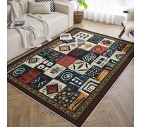 UERWOWELL Tappeti tribali lavabili simbolo geometrico patchwork mistico antiscivolo per soggiorno camera da letto dormitorio boho Tappeto eclettico leggero a pelo basso tappeti 100x150cm