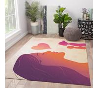 UERWOWELL Tappeto caldo Gradient 150x200cm Madre e Figli amano i tappeti a tema famiglia Mattossino sottile per la camera da letto Comodino antiscivolo lavabile