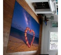 UERWOWELL Tappeto d'amore con coste stellate 120x200cm Tappetini da sogno con motivi di corone a forma di cuore tappetini a pelo basso Arredamento per la camera da letto al tramonto romantico oceano