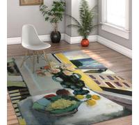 UERWOWELL Tappeto di grandi dimensioni 120x180cm Dipinto classico famoso ancora Vivo con fiori e stampa di frutta Tappetini sottili per soggiorno dormitorio balcone