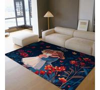 UERWOWELL Tappeto per la Festa della Mamma 180x250cm Abbraccio madre e figlia Tappeti floreali antiscivolo Zerbino sottile lavabile Design caldo per l'amore familiare