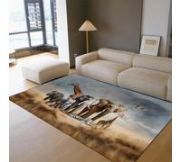 UERWOWELL Tappeto per praterie africane 90x120cm Animali selvatici Elefante Tigre Giraffa Modello Tappeti a pelo corto per soggiorno Camera da letto lavabile
