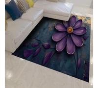 UERWOWELL Tappeto Retro Elegance per soggiorno Tappeti giganti viola Daisy Bloom 3D con testurizza Tappeti antiscivolo lavabile per camera da letto e sala da pranzo 120x240cm