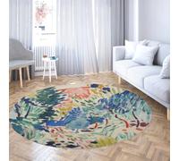 UERWOWELL Tappeto rotondo di arte dell'acquerello 100cm Famoso dipinto Il paesaggio a Collioure Stampa Tappetini a pelo corto per soggiorni Camera da letto Ufficio