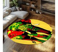 UERWOWELL Tappeto rotondo Pop Art 120cm Street Art Graffiti Style Colorful Elephant Pattern Tappeti sottili per soggiorno camera da letto lavabili antiscivolo