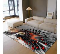 UERWOWELL Tappeto Soggiorno 60x120cm Estetica Orientale Mistico Pavone Pattern Tappeti A Pelo Basso per Sala Conferenze Camera Da Letto Lavabile In Lavatrice