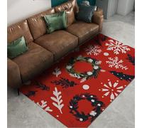 UERWOWELL Tema festivo 140x220cm Tappeto di Natale Ghirlanda di Natale e fiocco di neve Accoglienti tappetini lavabili a pelo corto per l'ingresso nella stanza della scuola materna