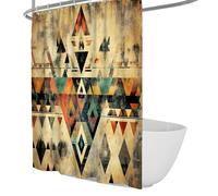 UERWOWELL Tende da doccia rustica vintage Boho Tende da bagno sud-occidentale Arrow astratta Chevron Mosaic d'arte Tende doccia in tessuto in poliestere W180xL200 cm