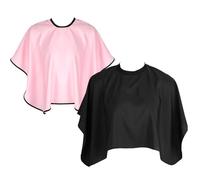 UESDU Mantella Parrucchiere, 2 Pezzi Mantella Corta Parrucchiere Mantella per Taglio Capelli Impermeabile per Parrucchiere con Chiusura in Velcro per Taglio dei Capelli (Nero, Rosa)