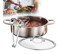 UESUENYENS Hot Pot Shabu - Pentola con divisorio double face, in acciaio inox, con cucchiaio, utensili da cucina (28 cm)