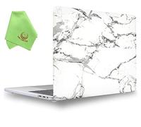 UESWILL Cover rigida in marmo compatibile con MacBook Pro 16" 2019 e 2020 con barra touch e USB-C, modello A2141, bianco/grigio