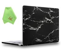 UESWILL Custodia rigida in marmo compatibile con MacBook Air 13,6" M2 modello 2022 A2681 con display Retina liquido e Touch ID, motivo marmo + panno in microfibra, nero/bianco