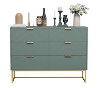 UEV Cassettiera Camera da Letto, Settimino con 6 Cassetti e Motivo di Linea, Mobiletto Moderno e Pratico, Sicuro Design Antiribaltamento, 100 x 34 x 73.5 cm, Verde