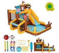 UEV Grande castello gonfiabile con soffiatore, scivolo asciutto/acqua, adatto per bambini dai 3 agli 8 anni, 394 x 326 x 243 cm