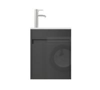 UEV Mobile Bagno con Lavabo in Resina, 41CM Mobili Bagno Salvaspazio Sospeso, Rubinetto Cromato a Risparmio Idrico e Scarico Pop Up, Piccolo, Nero