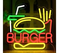 UExnkj-Y Burger Insegna al Neon,Patatine e Bibita Luci al Neon Con pulsante e interruttore dimmerabili, adatto per bar, fast food, vetrine, luci da parete per decorazioni per feste