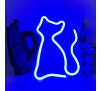 UExnkj-Y Gatto Neon Light Blu Neon Light Sign decorazione per camera da letto al neon a LED alimentata tramite USB o batteria