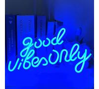 UExnkj-Y Good Luci al Neon,Good Vibes Only Insegna al Neon Blu Neon Sign Decorazione della stanza a LED alimentato tramite USB neon
