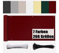 Ufamiluk Copri Balcone per ringhiera Esterna 100x200cm Frangivento Impermeabile con Occhielli Fascette e Corde Telo Privacy balconi per Balcone Esterna Giardino terrazzo Vino Rosso
