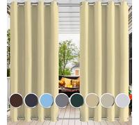 Ufamiluk tende impermeabili per esterno con anelli Superiore e Inferiore antipioggia impermeabili tenda da sole con anelli per esterni balconi verande gazebo da esterno 1 Pezzo 190x200cm (BxH) Beige