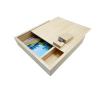 UFARID Scatola per album fotografico in legno di noce USB3.0 Flash Drive Fotografia Dispositivo di Archiviazione per Matrimonio Fotografia Memory Stick Personalizzabile Pendrive (32GB, Natural Wood)