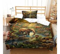 UFAZEHDNS Animali della giungla 3D Stampa Set Biancheria Da Letto Microfibra Set Copripiumino E Federe Con Chiusura A Cerniera 2 Pezzi Per Bambini E Adulti Single（135x200cm）