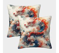 UFAZEHDNS Drago Federe Cuscini 2 Pezzi Cerniera Invisibile Quadrati Cuscini Divano Decorativo per Divano Camera da Letto Divano Cuscino per Esterno 45x45cm