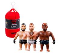 UFC Punching Bag Figura articolata 7,5 cm + Set di combattimento a sorpresa con accessori e base a gabbia, +8 anni, Bizak (64119015)