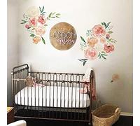 ufengke Adesivi Murali Fiori di Peonia Adesivi Muro DIY Vinile Foglie per Camere da Letto Bambini Ragazza Soggiorno Decorazioni Parete