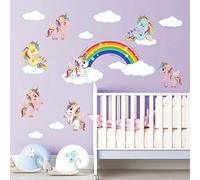 ufengke Adesivi Murali Unicorno Arcobaleno Adesivi Muro Nube DIY Vinile Removibile per Camere da Letto Bambini Ragazza Soggiorno Decorazioni Parete