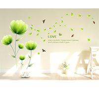 ufengke® Bella Verde Fiori Adesivi Murali,Camera da Letto Soggiorno Adesivi da Parete Removibili Stickers Murali Decorazione Murale